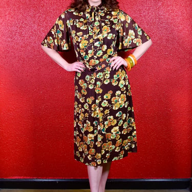 1970s does 40s Margaret Selections Rayon Jersey Dress 