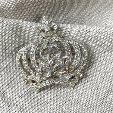 Eisenberg sparkly rhinestone crown brooch - 1950s vintage 