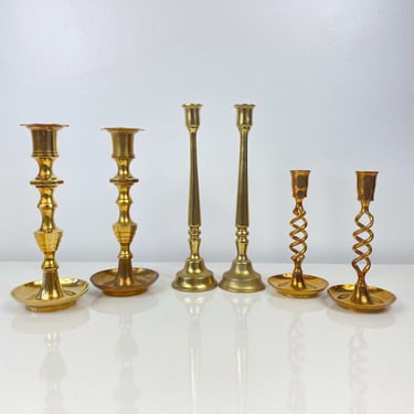 Vintage Brass Candlesticks Sets of Two Your Choice, Solid Brass Candle Holder, Brass Wedding Decor, Antique Brass Candlestick, Tall Twisted 