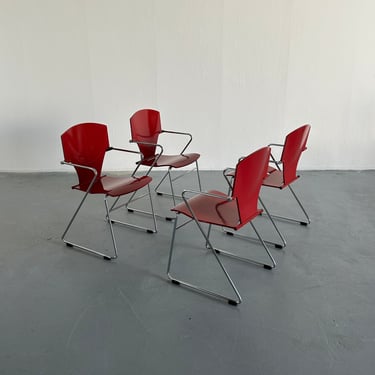 1 of 4 Bauhaus Design 'Egoa' Stackable Dining Chairs by Josep Mora for Stua, 1990s Spain 