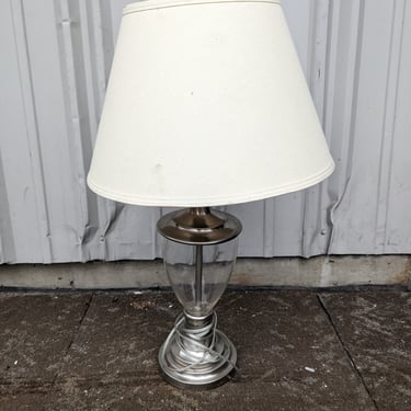 Glass and Nickel Table Lamp