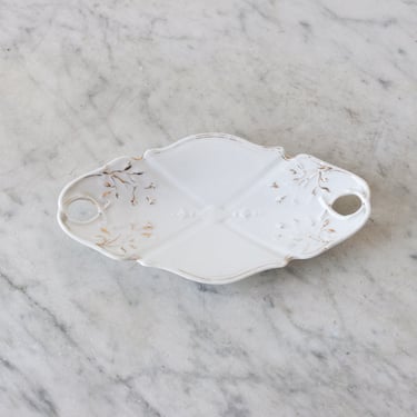 Porcelain Spoon Rest with Gold Embellishment