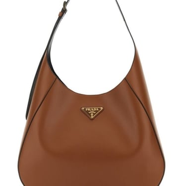 Prada Women Brown Leather Large Shoulder Bag