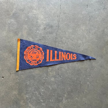 Vintage University of Illinois Felt Souvenir Pennant 