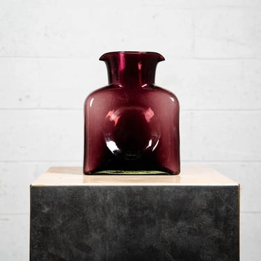 Modern Blenko Handcrafted Artisan Purple Glass Vase Stamped 2008 Art Home Decor