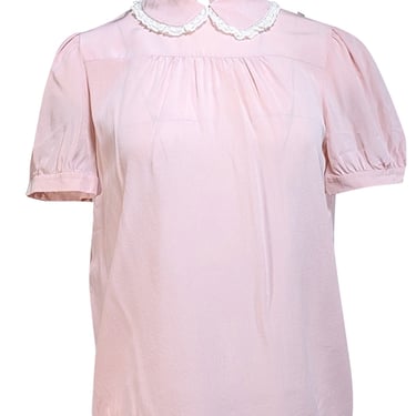 Miu Miu - Blush Pink Lace Trim Pet Pan Collar Blouse Sz 4