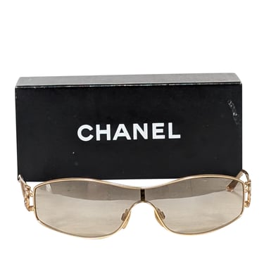 Chanel - Gold Logo Side Narrow Sunglasses