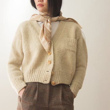 1980s Hand Knit Cropped Cardigan 