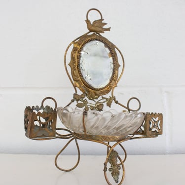 antique french glass dressing table ring holder