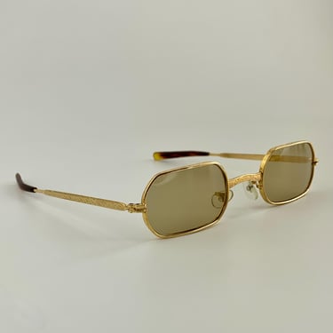 1960's Oval Hexagon Sunglasses - Glass Lenses - Made in JAPAN - Engraved Details - Unisex Style 