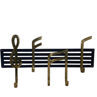 Music Note Wall Hooks Vintage Brass and Cast Iron 