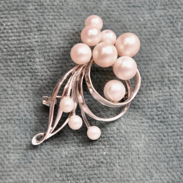 Mikimoto Akoya Pearl Brooch Sterling Silver 11 Grade AAA Gem Quality Japanese Pearls Exquisite Luster & Size Pristine Gift for Her or Bride 
