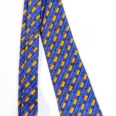 Vintage Blue and Gold Hermes Tie