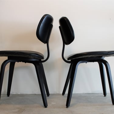 Vintage Mid Century Modern Thonet Black Walnut Bentwood Chairs (2) 