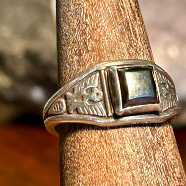Sterling Silver Hematite Ring Thunderbird Native American Retro Jewelry Gift 