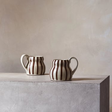 Aimee Song Creator Collab - Mug - White and Brown Striped 