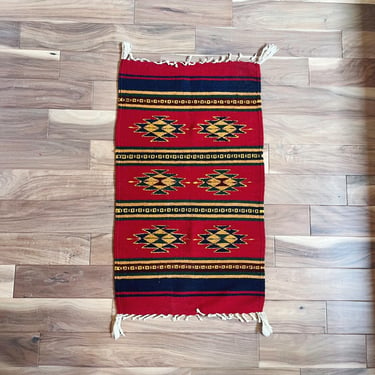 Vintage Zapotec Oaxacan Mexican Wool Rug 