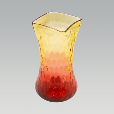 Reverse Amberina Optic Vase, New England Glass. | Antique Victorian Glassware Inverted Thumbprint Celery 