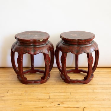 Pair of Antique Chinese Lacquer Stools