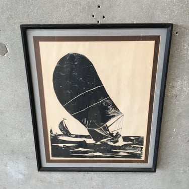 Vintage Sailboat Print titled "The Race"