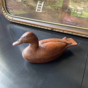 Joe D. Perkins Carved Duck Decoy Table Sculpture Vintage 