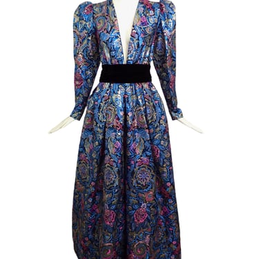 LEONARD-1980s Brocade Evening Gown, Size-8