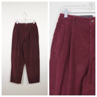 Vintage 1980s women's corduroy trousers pants pleated Lizsport wide wale 