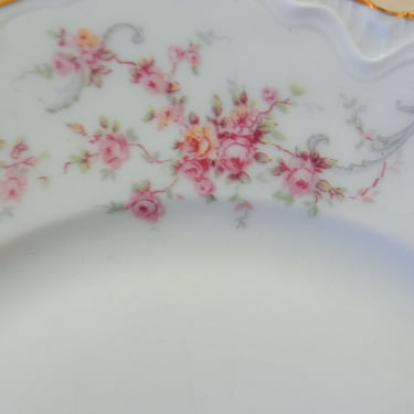 Set of 6 - Rare, Hutschenreuther Richelieu Selb Dinner Plates~ LHS Bavaria, Pink Flowers Porcelain Fine China~ Discontinue Pattern 10 3/4” 