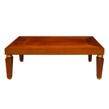 Karl Springer Refined Coffee Table in Walnut with Macassar Ebony Inlays and Gold Leaf 1980s