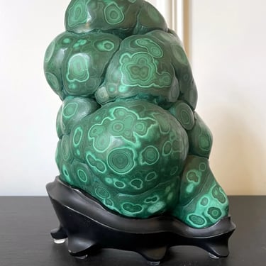Malachite Rock on Display Stand as a Chinese Scholar Stone