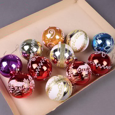 11 Vintage Czech Glass Christmas Ornaments | Hand-Painted Holiday Décor | Retro Christmas Tree Decorations 