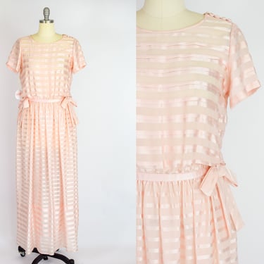 Vintage 1990s Albert Nipon Slipper Pink Silk Gown | S 