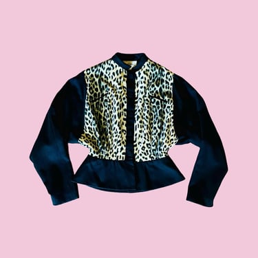 Vintage 1940s 1950s Leopard and Wool Peplum Jacket Beautifully Made High-End Designer Statement Piece 