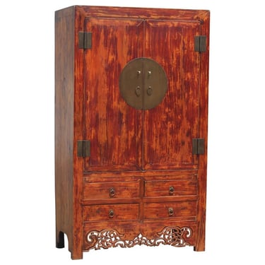 Large Red Chinese Wedding Cabinet Armoire by Terra Nova Furniture Los Angeles 