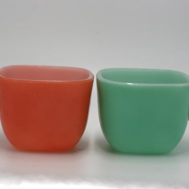 vintage glasbake square mugs 