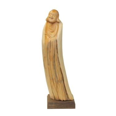 Chinese Cypress Wood Carved Irregular Shape Happy Buddha Statue ws1015E 