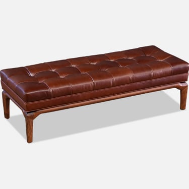 Maurice Bailey Cognac Tufted Leather Bench for Monteverdi-Young