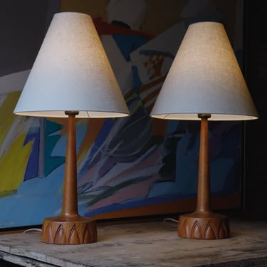Pair of AB Tranås Stilarmatur Teak Lamps