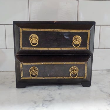 Vintage 2 Drawer Wooden Jewelry Box or Crafter's Box 