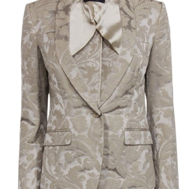 Dolce &amp; Gabbana - Beige Brocade Single Button Blazer Sz 4