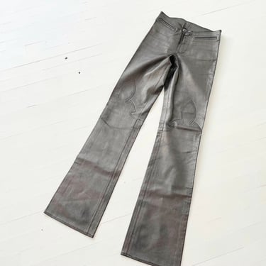 Chrome Hearts Gunmetal Grey Leather Fleur Pants 