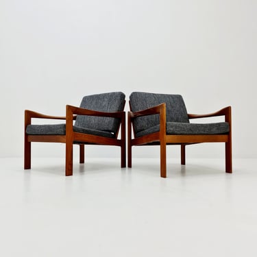 Mid century easy lounge chairs by Illum Wikkeslo Eilersen in solid teak, 1960s, set of 2 