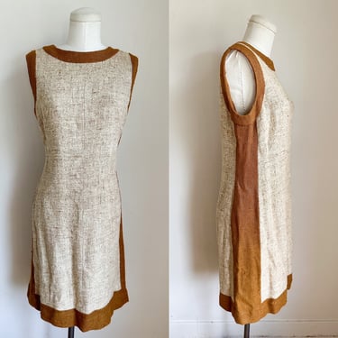 Vintage Two Toned Tweed Shift Dress / M 