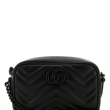 Gucci Women Black Leather Mini Marmot Crossbody Bag