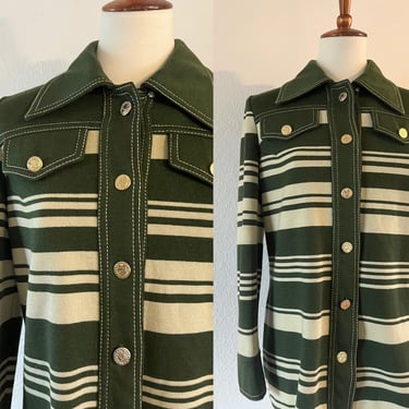 Vintage green 70s striped jacket size small 