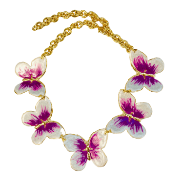 The Pink Reef Oversized Butterfly Necklace in Pearl and Purple