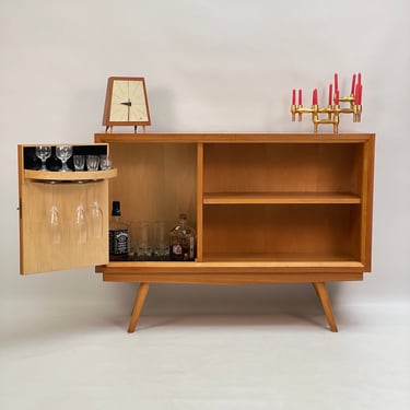 Vintage modern bar cabinet, oak from the 1950s 