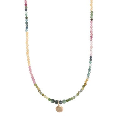 Dahlia Necklace - 14k Gold + Watermelon Tourmaline