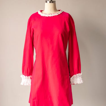 1960s Dress Fuchsia Pink Velvet S 