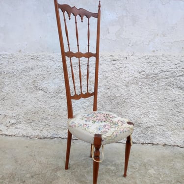 Vintage High Back Dining Chair/ Chiavari Style Chair / Dining Chair/ Modern Italian Chair/Vintage Furniture/ Retro Furniture/ Italy /  70s 